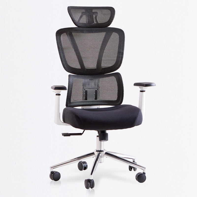 Ergonomic Office Chair With Adjustable Lumbar Support, Tilt Lock, 3D Armrests, White