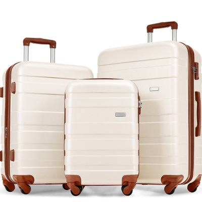 Ensembles de bagages Nouveau modèle ABS Hardshell 3 pièces Ensemble de valises rigides et durables Valise à roulettes avec serrure TSA 20 "24" 28 "