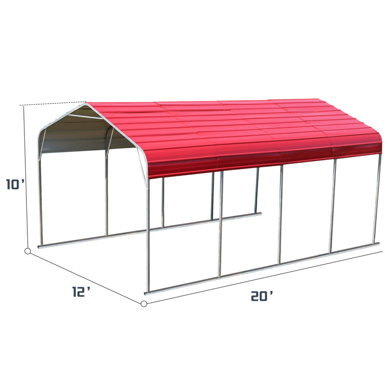 12 pi. L 20 pi. D Abri d'auto en acier galvanisé, auvent de voiture portatif et remise