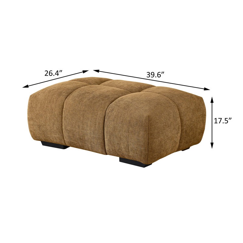 Rectangular Upholstered Tufted Ottoman, Amber