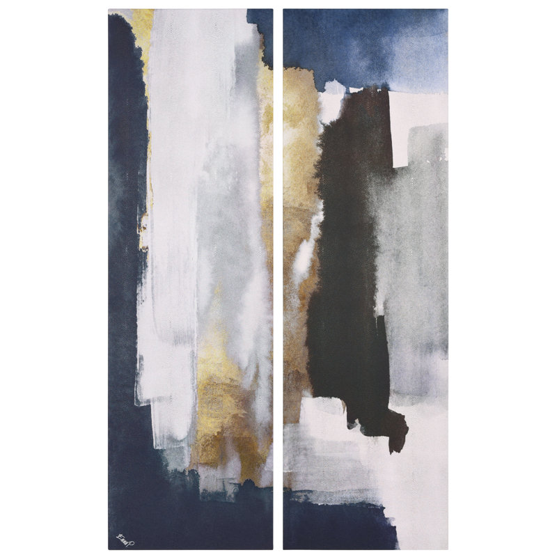 "Silver Elegance I & II", Abstract Artwork Rendered on Silver Shagreen Wrapped Canvas Wall Art Set