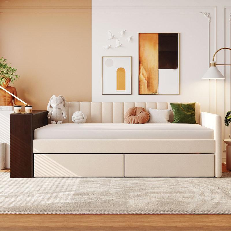 Lit de jour rembourré Mechthild, Beige