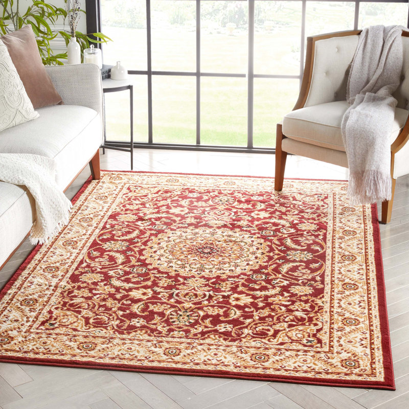 Tapis oriental rouge / beige Greisy, Rectangle 5 pi 3 po x 7 pi 3 po