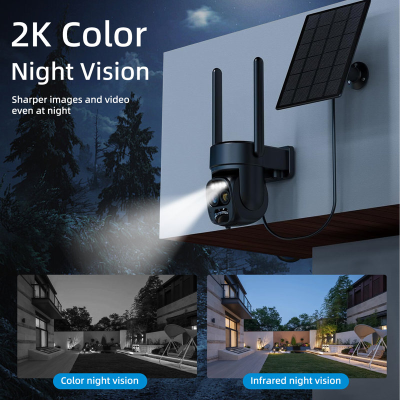 Hawkray Solar security camera - 10X Zoom 360° Dual Lens,5G/2.4G WIFI,2K Resolution,Two-Way Audio,Color Night Vision,IP66 waterproof