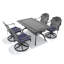 Ensemble de salle à manger rectangulaire 5 pièces pour patio, 150 cm de long, avec 4 chaises pivotantes et coussins bleus.-857316876