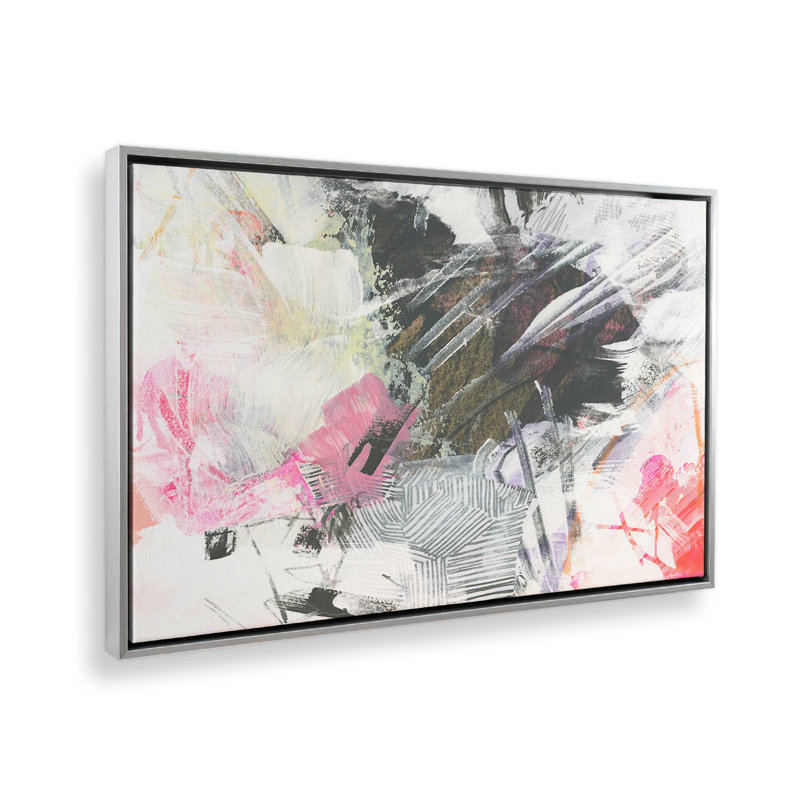 «Rouge à lèvres et gris anthracite I» par June Erica Vess, reproduction d'art sur toile, Argent argent, H 12 po x l 16 po