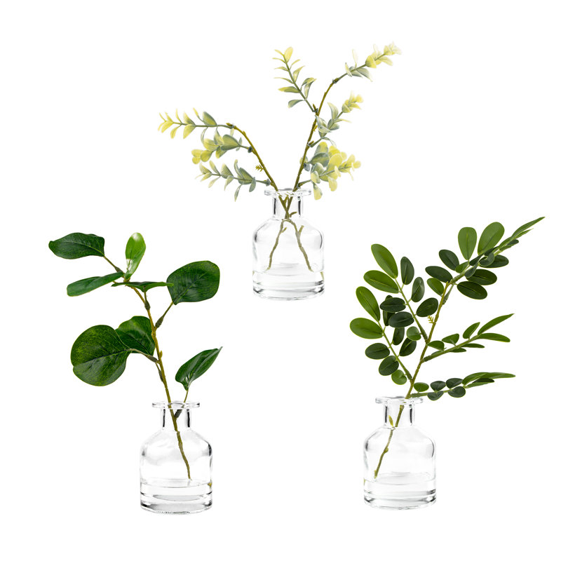 Ensemble 3 pièces d'eucalyptus artificiel en pot