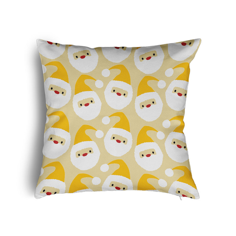 Coussin décoratif avec insert Dancing Santas, H 24 po x l 24 po, Jaune