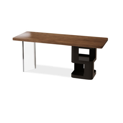 Bureaux rectangulaires bruns en bois massif