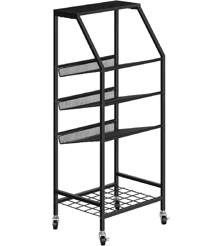 Support roulant noir: rangement multicouche pour la salle de bain et le salon, Noir