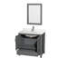 Ensemble de meuble-lavabo simple 36 po avec plateau en quartz et miroir 24 po Sheffield-100481743-100481748-100500117