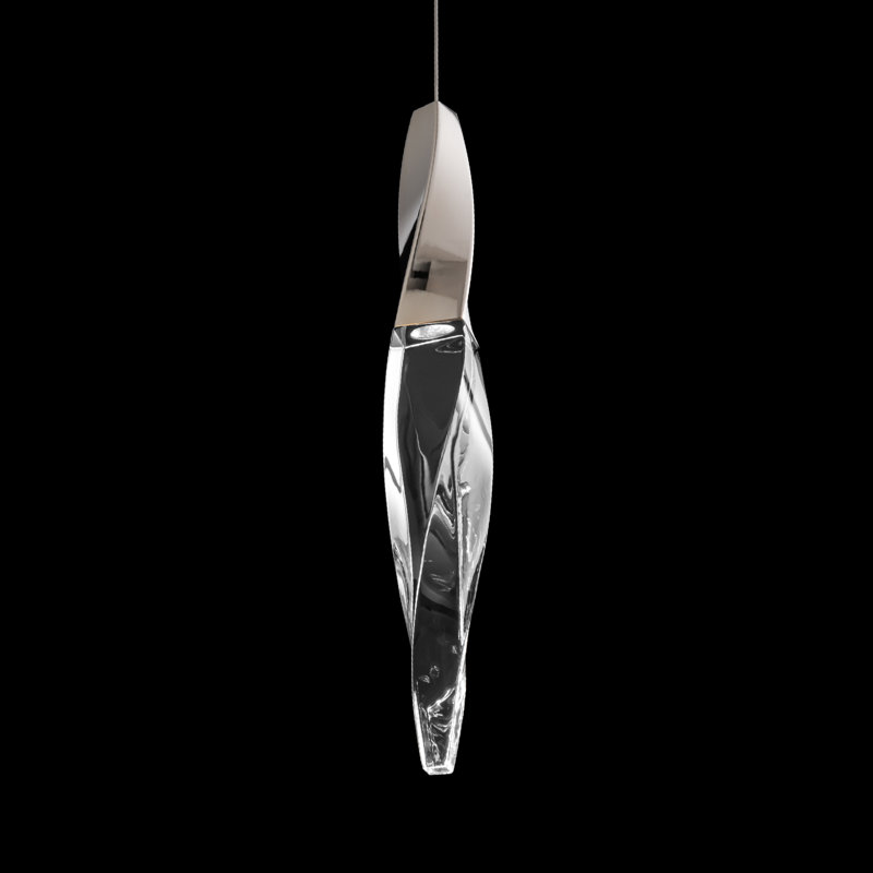 Kindjal 1 - Light LED Unique/Statement Pendant, Polished Nickel, 18" H x 2.8" W x 2.8"