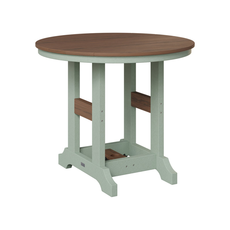Garden Classic Outdoor Round Dining Table, Seafoam, Brazilian Walnut