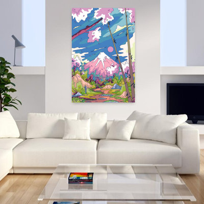 Art contemporain, paysage abstrait montagne, art mural