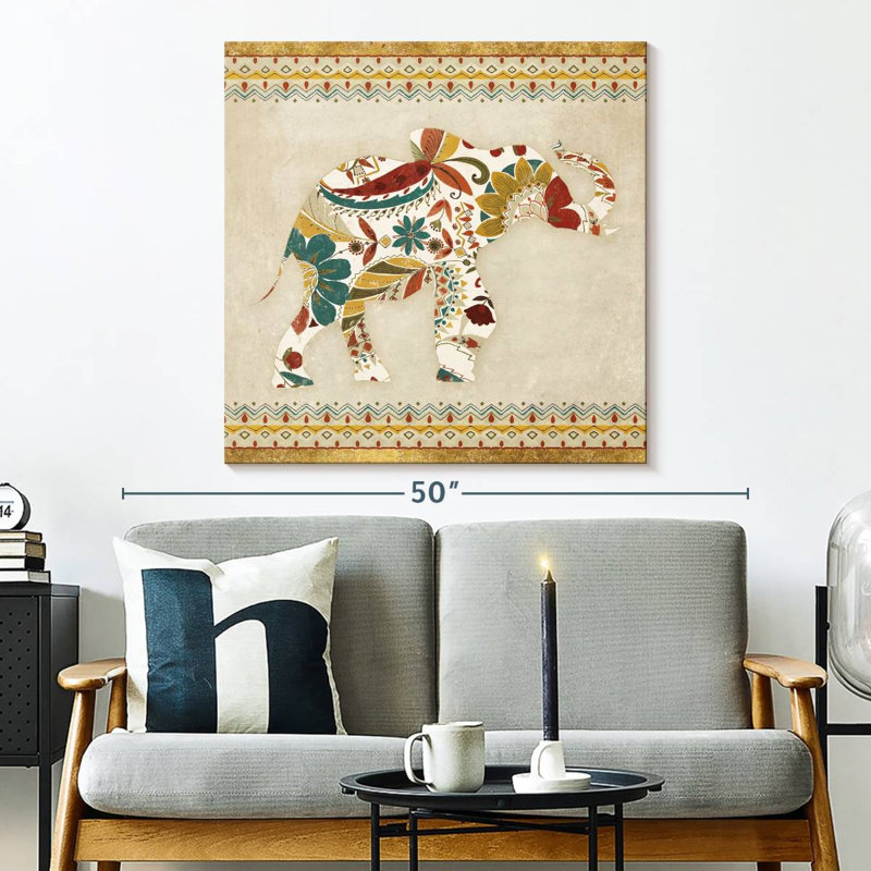 Brampt Boho Elephant I, 33" H x 33" W