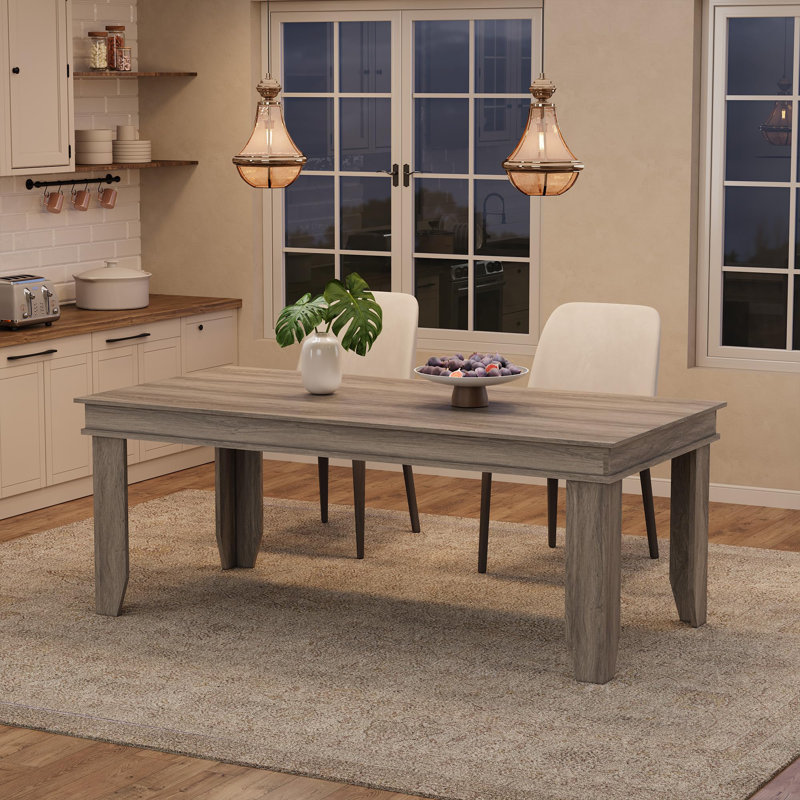 Table de salle à manger Farmhouse pour 6 à 8 personnes, table de cuisine longue de 71 po avec cadre en bois robuste, grande table rectangulaire pour la salle à manger, cuisine