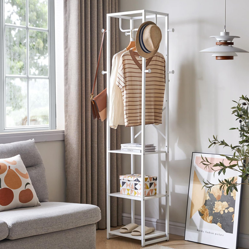 Andromedae Metal Freestanding 8 - Hook Coat Rack, White