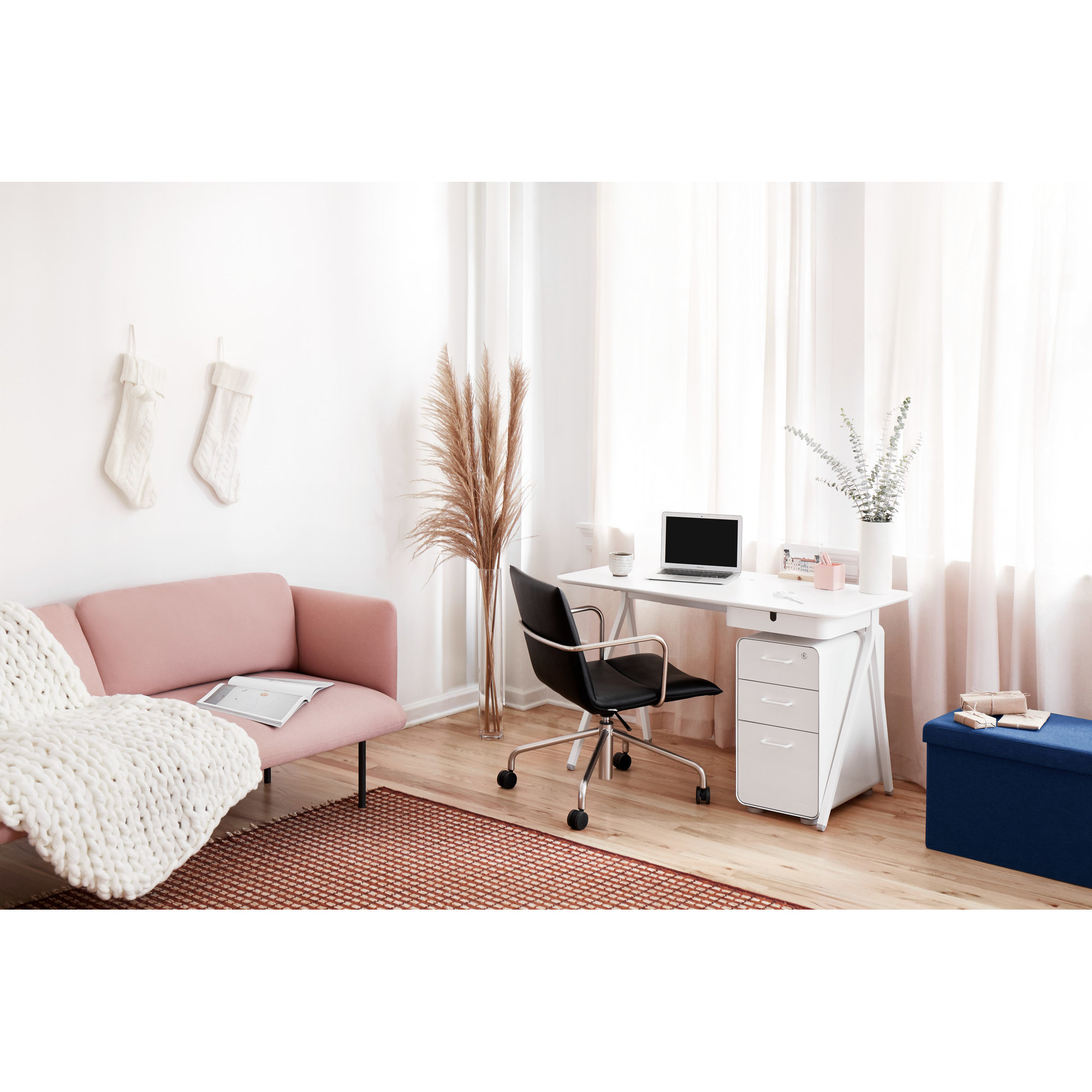 Stow Slim 3-Drawer Cabinet, Without Caster, White