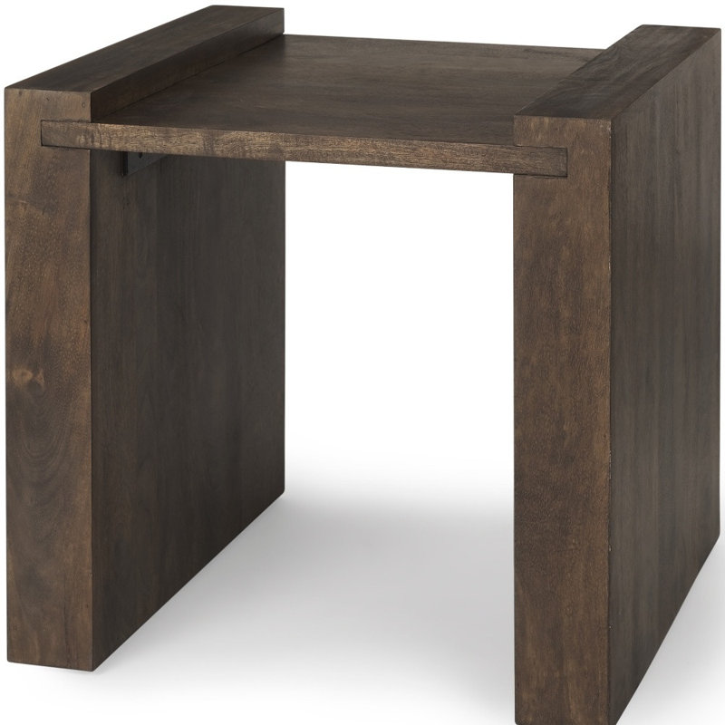 Table à plateau 22 po en bois massif espresso et brun, H 22,25 po x l 22 po x P 23 po, Espresso