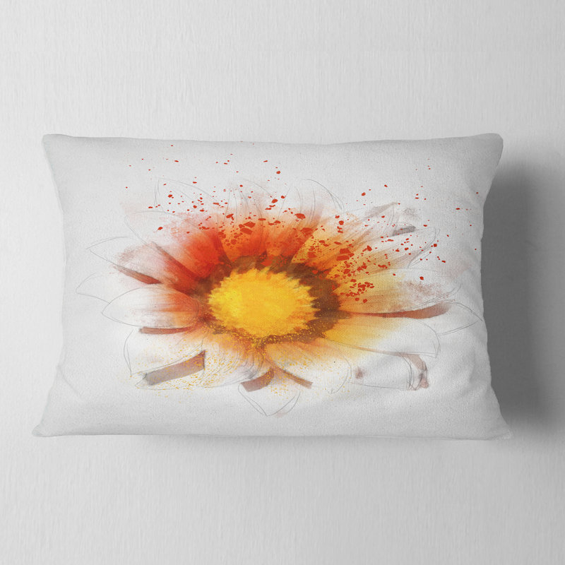 Coussin décoratif à imprimé floral jaune et orange