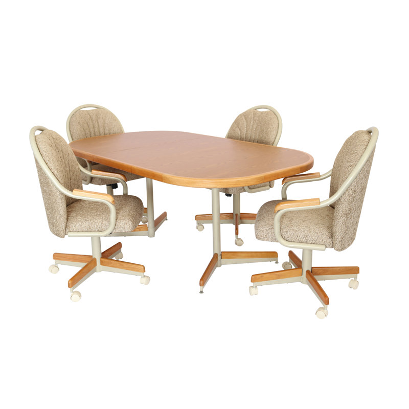 Ensemble de salle à manger extensible à 5 piédestaux 5 pièces, H 30 po x l 42 po x L 54/72 po, Moka