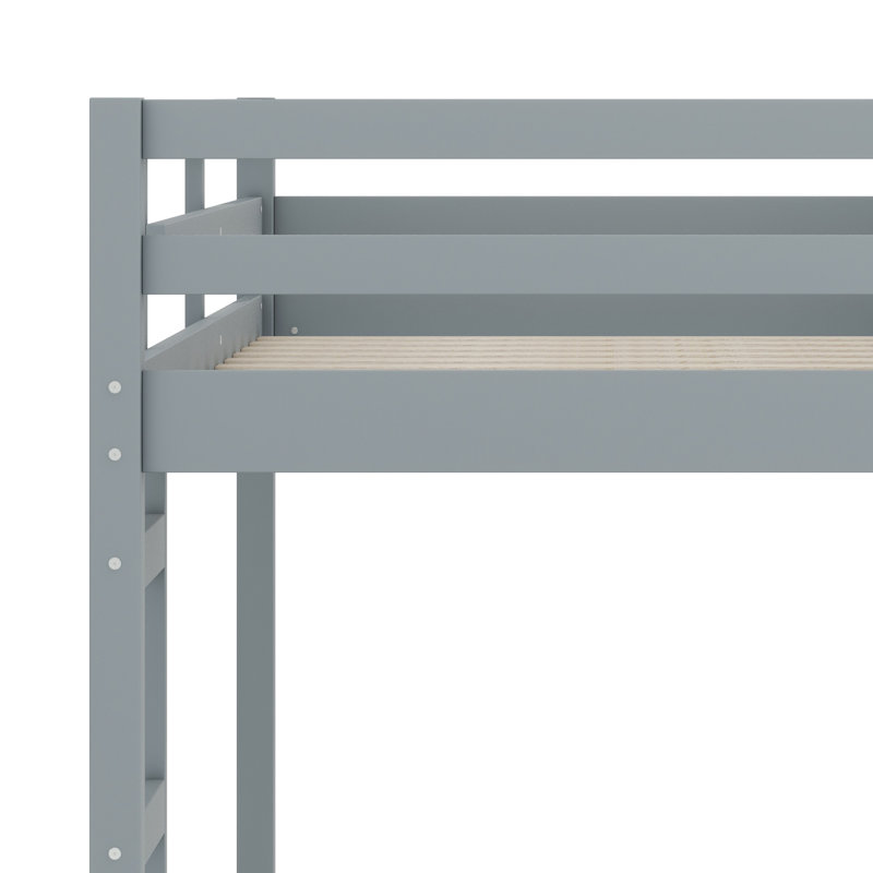 Lit mezzanine avec échelle, plateforme de lit à lattes renforcées, Gris