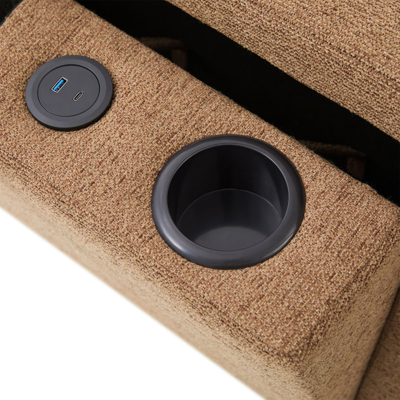 Canapé-lit modulaire convertible en U avec rangement, Brown Chenille