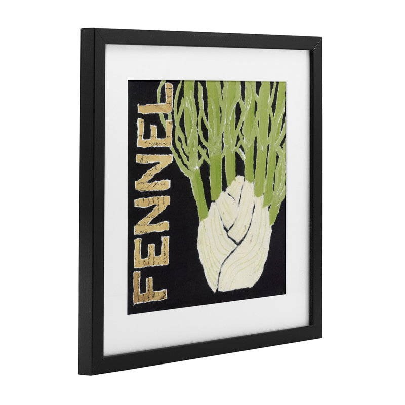 «Fennel Root Légumes», reproduction encadrée sous verre, conception de Nancy Overton, H 13 po x l 13 po, Cadre noir minuit