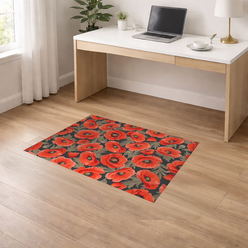Tapis de bureau léger Poppie, Gris anthracite, 0.1" H x 84" W x 60" D x