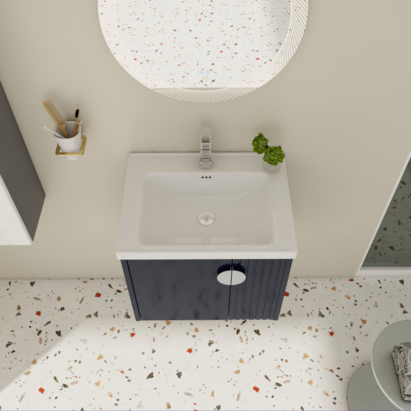 Meuble-lavabo 24 po avec lavabo, Noir, noir, noir, noir