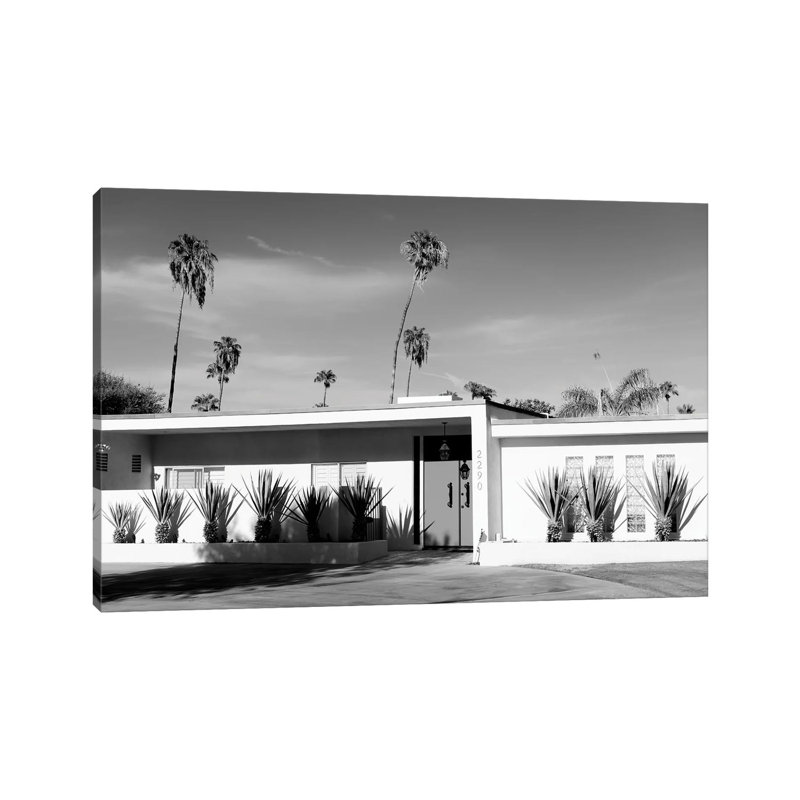 Palm Springs Retro House 1 Piece Wrapped Canvas Wall Art, 20.32 cm H x 30.48 cm W