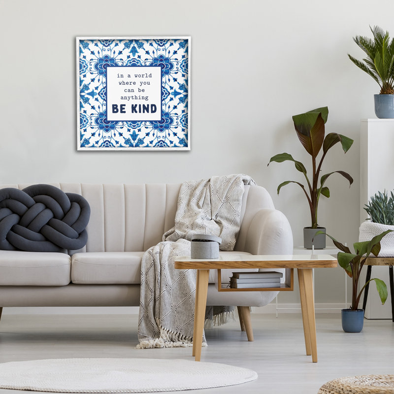 Giclée encadrée à motifs Be Kind Encouragement, H 17 po x l 17 po, Estampe numérique encadrée blanc bord de mer