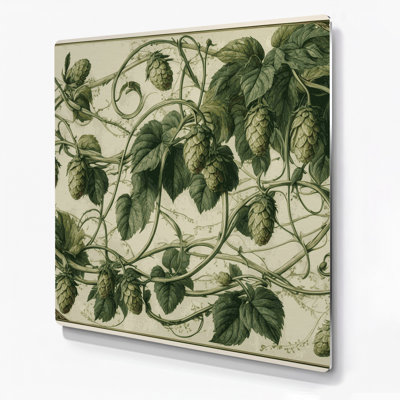 «Botanical Hops», art mural en métal beige