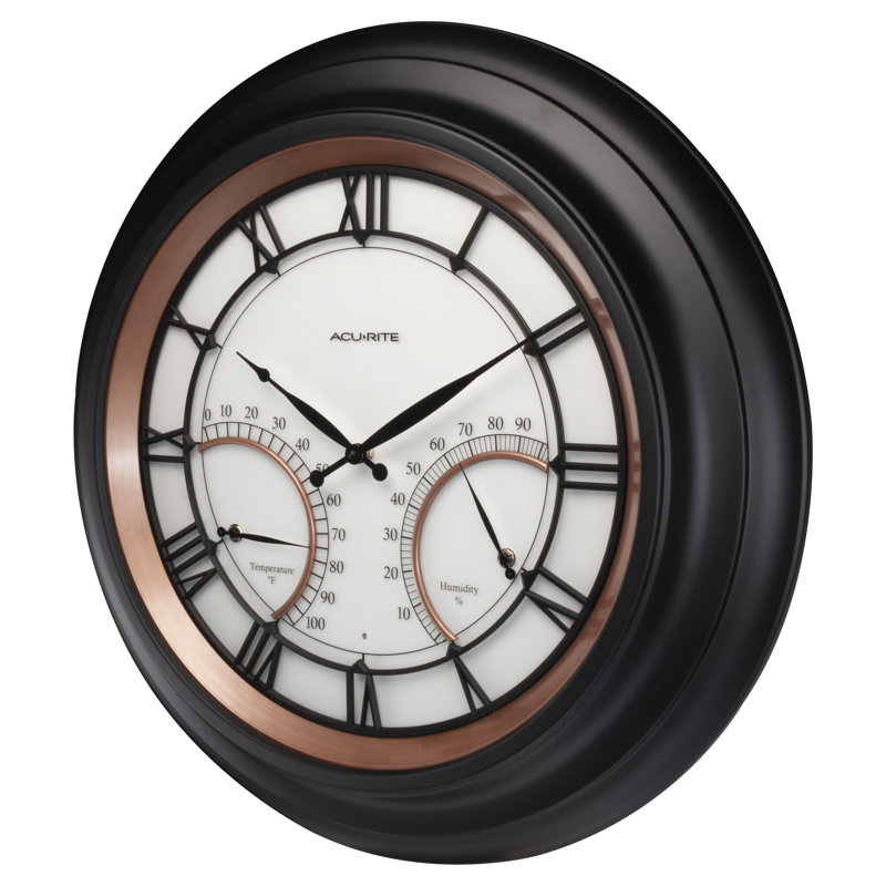 24” Illuminated Led Large Outdoor Decorative Clock With Thermometer And Hygrometer Combo