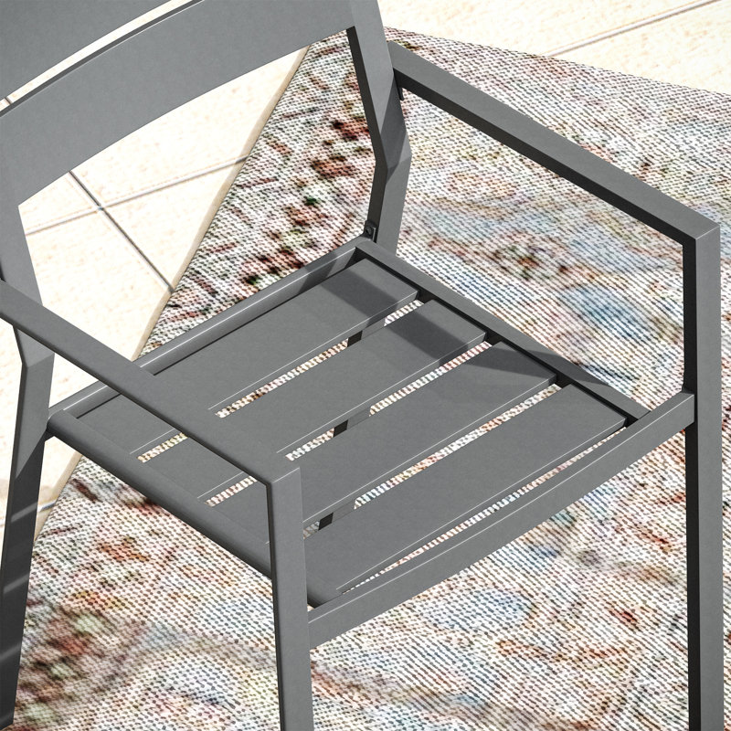 60" Round Patio Dining Set with Metal Dining Table and 8 Armrest Dining Chairs, Gray/Gray/Gray