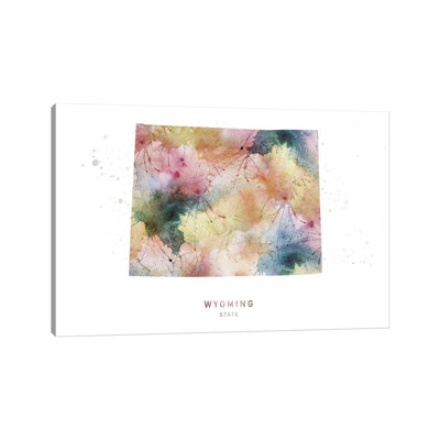 Wyoming Watercolor State Map - impression sur toile tendue