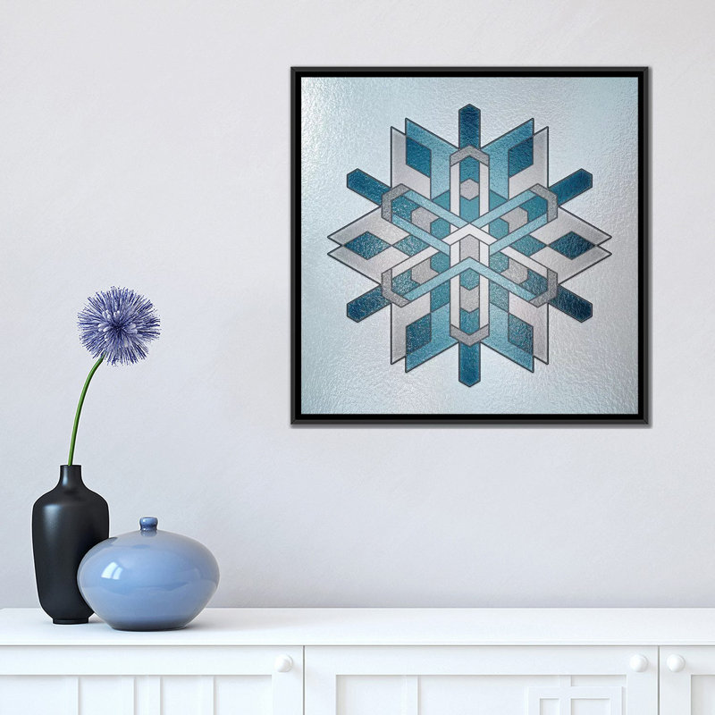 " Structural Snowflake " by 5by5collective, 18" H x 18" W x 1.5" D, Black Framed Canvas, No Mat