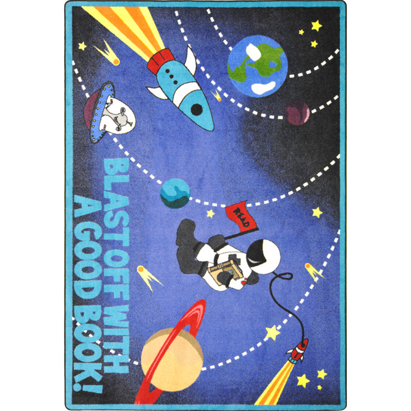 Tapis Blast Off avec un bon livre, Rectangle 7 pi 8 po x 10 pi 9 po