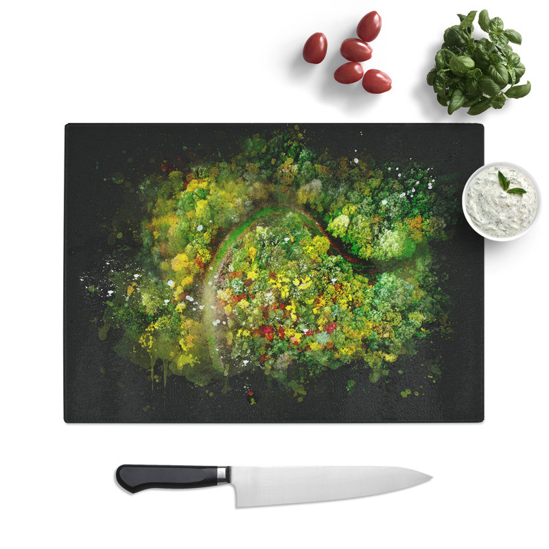Tempered Glass Road Through the Forest Chopping Board, 28.5 cm x 39 cm