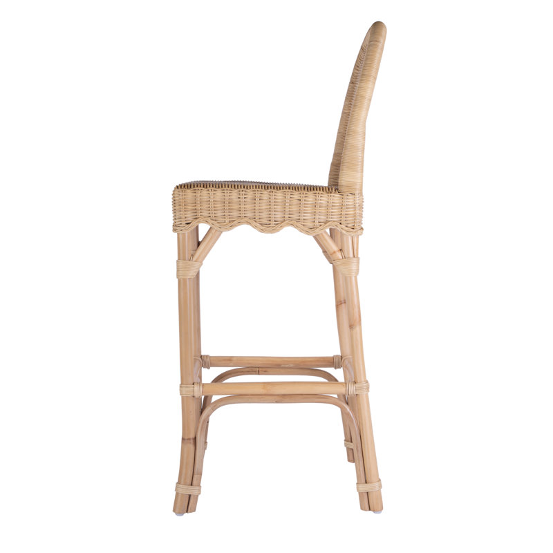 Flora Rattan 30" Scalloped Edge Bar Stool, Bar Stool (30" Seat Height)