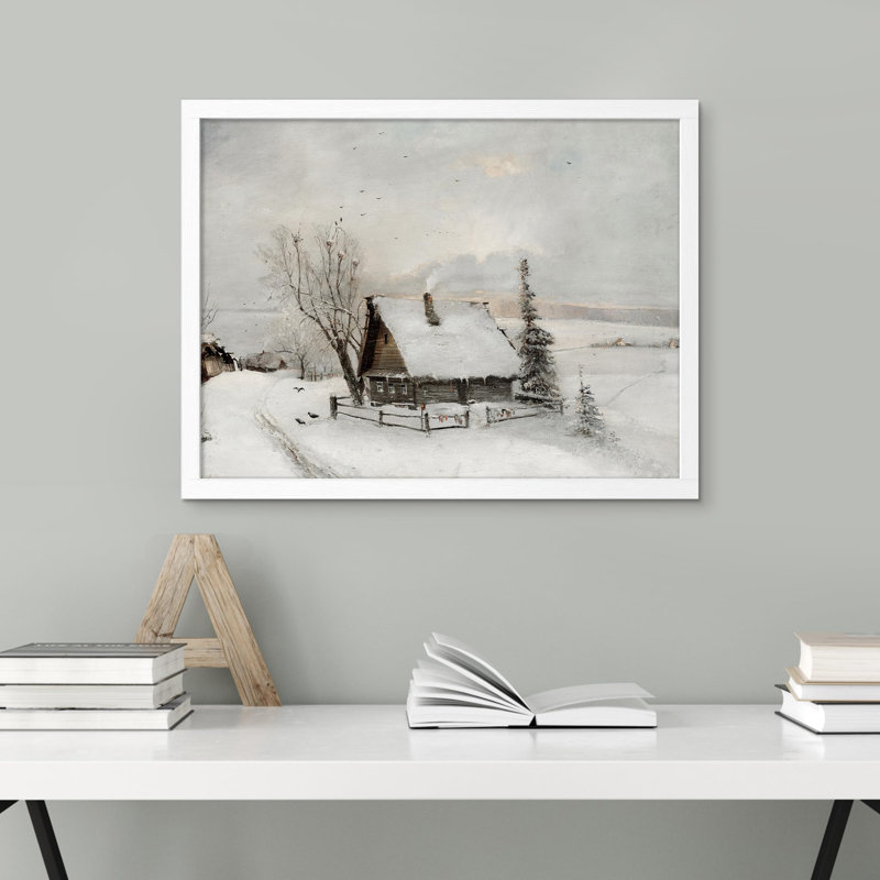 «Winter Snow Cabin» sur, Blanc, H 8 po x l 10 po