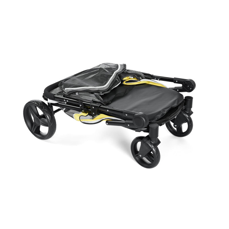Grande poussette pour chien pour animaux de compagnie de taille moyenne et grande, chariot pliant pour animal de compagnie à double entrée avec frein au pied, roues tout-terrain et filet d'air, capacité jusqu'à 130 lb