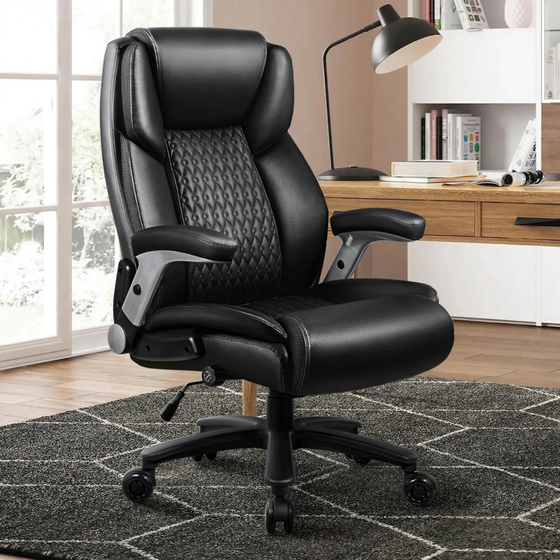Big and Tall Office Chair with Flip-up & Adjustable Arms, Black