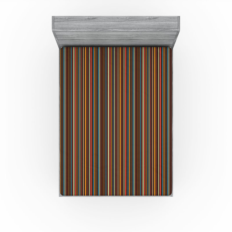 Drap-housse Ambesonne, paquet de 2, Rayé brun / mauve, Drap-housse de taille double