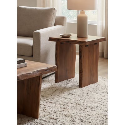 Frausto Live Edge Solid Wood End Table 24" in Brown