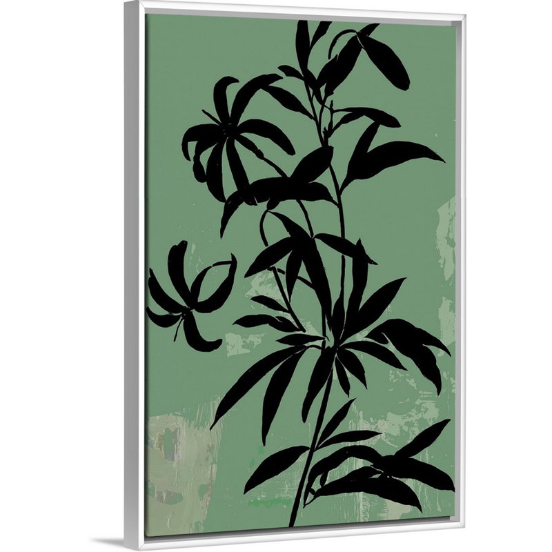 «Green Silhouette I», art mural sur toile, H 32 po x l 22 po, Toile avec cadre blanc