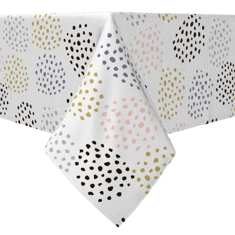 Rectangular Polka Dots Cotton Twill Tablecloth