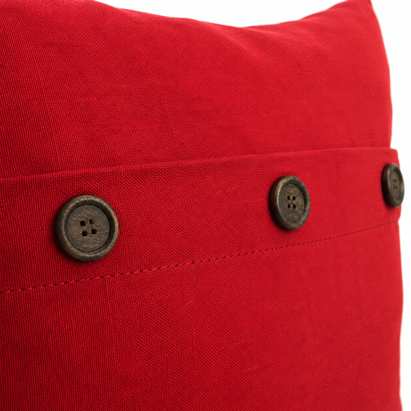 Solid Button Down Blend 20" Throw Pillow, Red