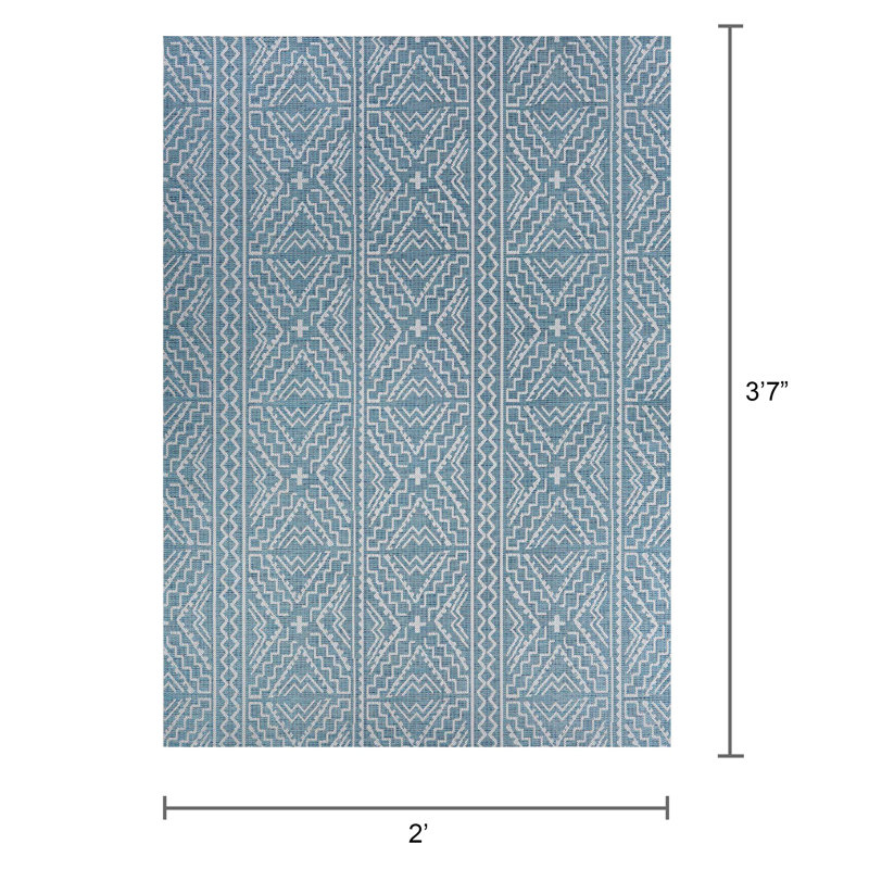 Temple Cloud Geometric Indoor / Outdoor Rug, Rectangle 2' x 3'7"