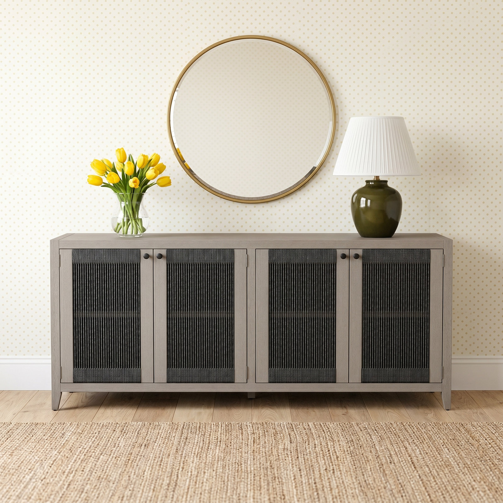 Solid Teak Sideboard, Weathered Gray